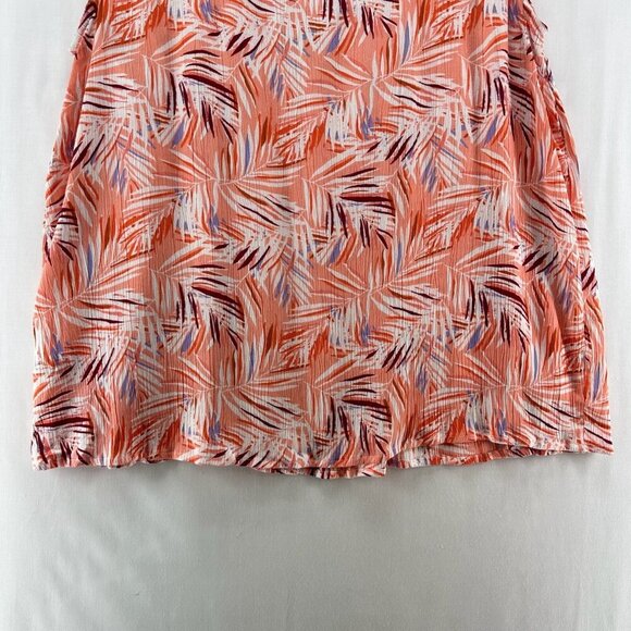 Basic Editions Tank Top Womens Sz L Tropical Shirred Crinkle Sleeveless Orange - Picture 6 of 11
